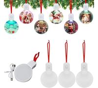 20 Pcs USB Charger Light up Sublimation Blank Ornament with Light Acrylic Blanks LED Ornaments Bulk for Tree DIY Heat Transfer Crafts Party Decorations Supplies