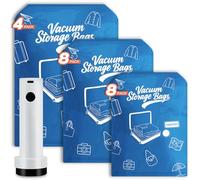 20 Pcs Vacuum Storage Bags for Clothes with Cordless Vacuum Pump, 4 Large 54*74cm + 8 Medium 47*64cm + 8 Small 40*54cm Vacuum Bags for Clothes Travel, Reusable Vaccine Storage Bags for Travel, Daily