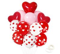 20 Pcs Valentine's Day Heart Latex Balloons - Red & White Romantic Balloons for Valentines Day Decor, Wedding, Engagement, Birthday Party, Anniversary Romantic Decorations