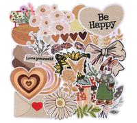 20 PCS Vintage Embroidered Iron On Patches for Clothing, Girly Aesthetic Sew On Applique Patches for Women, Cute Boho Embroidery Patch for Hat, Backpack, Jackets, Jeans