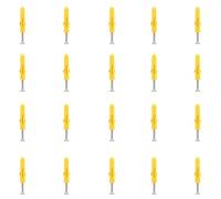 20 Pcs Wall Plugs and Screws, M10 x 60mm Yellow Plastic Screw Plugs Fixings and Phillips Flathead Self Tapping Screws for Masonry Brick Concrete
