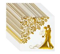 20 Pcs Wedding Napkins,Gold Foil Paper Napkins,Disposable White and Gold Birthday Napkins Cocktail Serviettes Valentine's Day Wedding Anniversary Honeymoon Party Napkins Bridal Shower Napkin