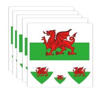 20 PCS Welsh Flag Tattoo,Wales Banner Tattoos Decoration Decal, Rectangle Heart Waterproof Sticker for Party Parade