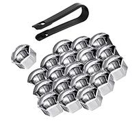 20 Pcs Wheel Nut Covers With Locking Wheel Nut Removal Tool, ABS Plating Universal Tyre Nut Covers 17mm/19mm/21mm, Wheel Nut Covers Set for Cars SUV Vehicle (Sliver, 21mm)