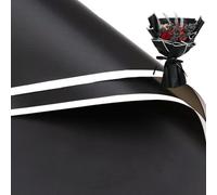 20 Pcs White Edge Black Flower Wrapping Paper, Waterproof Valentine's Day Bouquet Wrapping Paper 23x23 Inches for DIY Crafts, Florist Bouquet Packaging