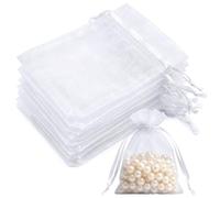 20 PCS White Organza Gift Bags, 7 x9 cm Clear Mesh Pouches, Jewellery Bags, Candy Mesh Pouches for Wedding Favours, Christmas, Birthday, Anniversary, Party Supplies, White