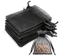 20 PCS White Organza Gift Bags, 7 x9 cm Clear Mesh Pouches, Jewellery Bags, Candy Mesh Pouches for Wedding Favours, Christmas, Birthday, Anniversary, Party Supplies, Black