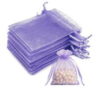 20 PCS White Organza Gift Bags, 7 x9 cm Clear Mesh Pouches, Jewellery Bags, Candy Mesh Pouches for Wedding Favours, Christmas, Birthday, Anniversary, Party Supplies, Purple