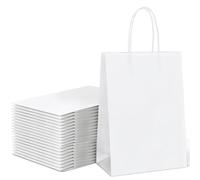 20 Pcs White Paper Bags with Twist Handles, 120 GSM Kraft Small White Party Bags Plain Gift Bags for Kids Adults Party Favors Birthdays Christmas Baby Showers Weddings Retail and Sweet (21x8x15cm)