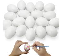 20 PCS White Wooden Eggs to Paint Fake Easter Eggs Dummy Faux Wooden Eggs for Easter Decorations
