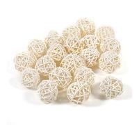 20 Pcs Wicker Rattan Balls, Party Decorative Crafts, Vase Fillers, Rabbits, Parrot, Bird Toys, Table Wedding Party Christmas Decoration(White)