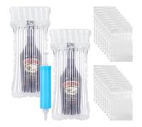 20 PCS Wine Bottle Protector, Inflatable Air Column Cushion with Pump, Reusable Bubble Cushion Wrap Sleeves, Wine Bottle Packaging for Airplane Travel,Transport, Safety Shipping
