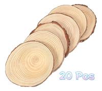 20 Pcs Wood Circles for Centerpieces, Round Natural Wooden Slices,Circles with Bark, with No Hole, Pine, Arts and Crafts, Buring Painting Christmas Decorate (Size:17-18cm（6.7-7.1in）)