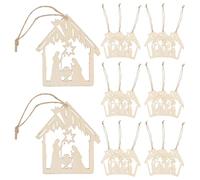 20 Pcs Wooden Nativity Scene Ornaments - Unfinished Birth of Jesus Christmas Tree Decorations - Blank Christian Religious Crafts to Paint for Kids, Sunday School & Home Decor