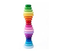 20 Pcs Wooden Stacking Blocks,Sensory Toddler Sorting Stacking Rocks For Kids Building Blocks Learning Toys, Game 3-6