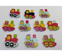 20 pcs Wooden Train Buttons, craft, cardmaking, scrapbook, Sewing and knitting