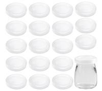 20 Pcs Yogurt Container Lid, 2.64inch O.D.,2.52inch I.D., Clear Plastic Yogurt Jar Lid Replacement lids for food storage The reusable can lid is compatible with the Oui yogurt glass coffee cookie tin