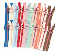 20 PCS Zips for Sewing, 10 Colors 30cm Closed End Resin Zippers #3 Zippers with Lifting Ring Pull Zipper Tape and Pulls Coil Zipper Close End for DIY Sewing Bag Craft
