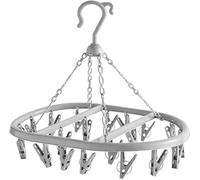 20-Peg Plastic Hanging Clothes Airer - Durable 360° Swivel Hook, Lightweight Design for Socks & other Small Laundry, Indoor/Outdoor Clothes Dryer Hanger