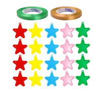 20 pentagonal helium balloon weight pendants with 2 rolls of balloon streamers, plastic helium balloon weight pendants, reusable, perfect for parties and celebrations.