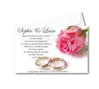 20 Personalised Pink Rose Wedding Day Invites - Invitations W11