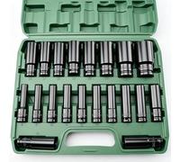 20 Piece 1/2 Inch Drive Deep Impact Socket Set Sl lack Chrome Finish for Ultimate Durability and Performance Heavy Duty Impact Sockets Ideal for Mechanic Tool Sets Complete Impact Socket Set