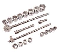 3/4" Drive Socket Set 19-50mm Ratchet 20pc Tool Set Wrench Extension Bar Metric