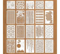 20 Piece Abstract Stencil Set, Plastic Stencils, Reusable Geometric Painting Stencils, Texture Stencil, DIY Leaf Star Stencil for Wood, Walls, Canvas, Furniture