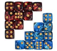20-Piece Acrylic Polyhedral Dice Set - 12mm Dual-Color (10 Blue & Black, 10 Red & Black) for Board Games, RPG, Math Learning - 6-Sided Design