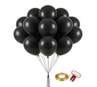 20-Piece All-Black Latex Balloon Value Pack with Ribbons & Arches for Party Decorations - 12-Inch Matte Dark Balloons Kit for Birthday, Wedding, Graduation, Baby Shower & Themed Events (20pcs)