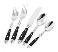 20-Piece Bistro Silverware Set for 4, Everyday Flatware, Black Handles Utensils Set, Retro Stainless Steel Forks and Spoons, Mirror Finished Utensil Sets for Home Restaurant, Dishwasher Safe Cutlery