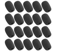 20 Piece Black L 35mm x D10mm Mini Microphone Headset Windscreen Foam Mic Cover