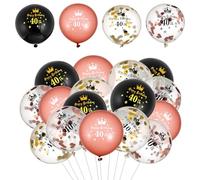 20 Piece Black Rose Gold 40th Birthday Balloons, 40th Birthday Decorations for Women and Men,12"Black and Gold Balloons Set with 4 Combination Design,Latex Birthdays Party Balloon