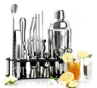 20-Piece Cocktail Set 750 ml Stainless Steel with Acrylic Stand, Professional Bartender Accessories for Cocktail Mixing
