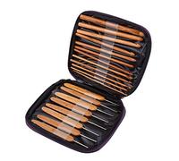 20 Piece Complete Bamboo Crochet Hooks Set with Storage Case - Professional Quality Ergonomic Comfort Grip Handles for Crochet Beginners and Professionals