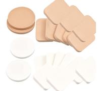 20 Piece Cosmetic Cotton Sponge Set Applying Makeup Foundation Powder (Khaki, 5X5X1)