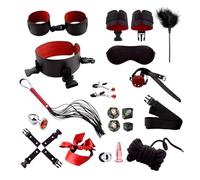20-Piece Couples Yoga Accessory Set, Trending Couples Bundle, Exquisite Leather Craftsmanship, Excellent Choice for Beginners-UKLTA05 (Red Set)