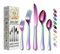 20 Piece Cutlery Set in Rainbow Colour Service for 4, High-Grade Mirror Finish Tableware, Stainless Steel Flatware Serving Set, Dishwasher Safe Forks, Knives, & Spoons, Easy Clean