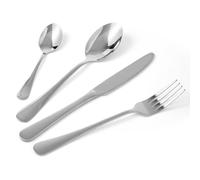 20-Piece Cutlery Set Stainless Steel - Silver, Gold, Rainbow Flatware for 5 People - Includes Spoon, Fork, Teaspoon, Knife - Modern Tableware for Home, Kitchen, Dining, Party Use (20p Classic Silver)