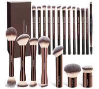 20-Piece Double-Ended Makeup Brush Set in Coffee Brown with Gift Box
