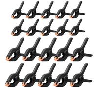 20-Piece Heavy Duty Plastic Clamps Set Including 10pcs 2 Inch and 10pcs 3 Inch, Strong Spring Clamps and Multi-Use Bulldog Clips for Craft, DIY, Woodwork Projects (Black)