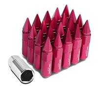 20-Piece M12 x 1.5 Open/Closed End Aluminum Alloy Wheel Lug Nuts +1 X Deep Drive Extension (Pink)
