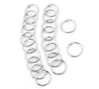 20-Piece Nickel Plated Metal Split Key Rings Set, Document Binding Rings for Scrapbooks & Books, Hinged Metal Rings for Binding Papers, 25mm/30mm/38mm Sizes (25mm)