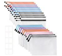 20-Piece Plastic Wallets Zip Lock Folders, Waterproof Zipper Document Pouch Set Including 10 A4 Double-Layer File Bag, 10 A4 Single-Layer File Bag, Ideal for Home, School & Office