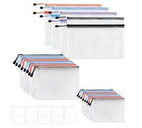 20-Piece Plastic Wallets Zip Lock Folders, Waterproof Zipper Document Pouch Set Including 4X A4, 8X A5 & 8X A6, Ideal for Home, School & Office