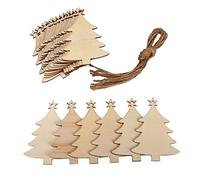 20 Piece Rustic Wooden Bauble Hanging Décor - Natural Wooden Tree Shape Embellishments for Christmas Wedding Party Bunting Decoration