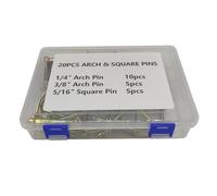 20-Piece Shaft Locking Pin Set - Galvanized Steel Safety Pins for Axles, Hooks & Couplers: 1 Over 4 Arched 5X 3 Over 8 Arched 5X 5/16 Square Pins Located in Storage Box