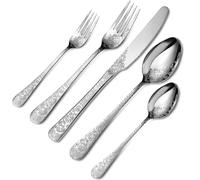 20-Piece Silver Floral Print Cutlery Set - Gift Boxed Knife and Fork Set for 4 People