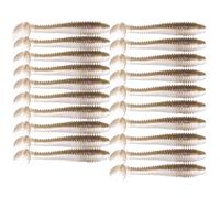 20-Piece T-Tail Spiral Insect Texas Rig Fishing Soft Plastics Bait Compatible with Sea Bass Mandarin Fish(Brown,3.5cm)