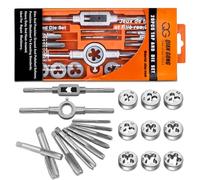 20 Piece Tap and Die Set, Alloy Steel Thread Cutting Set, M3-M12, Tap and Die Set with Tap Accessories for Cutting External and Internal Threads